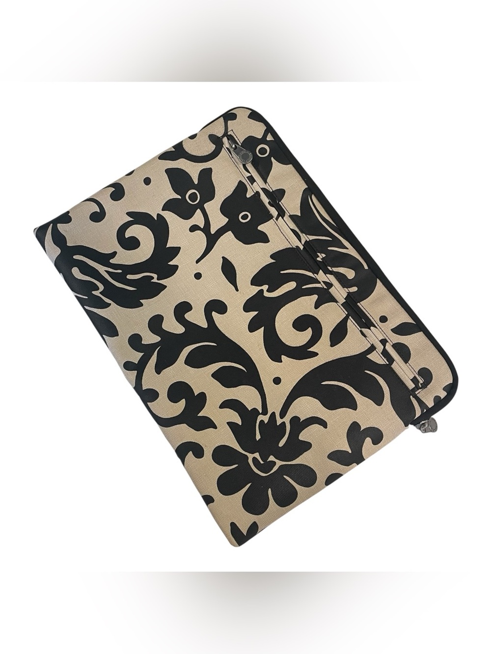Martha Stewart Padded Laptop Case Cream Black Floral Outer Zip Pocket